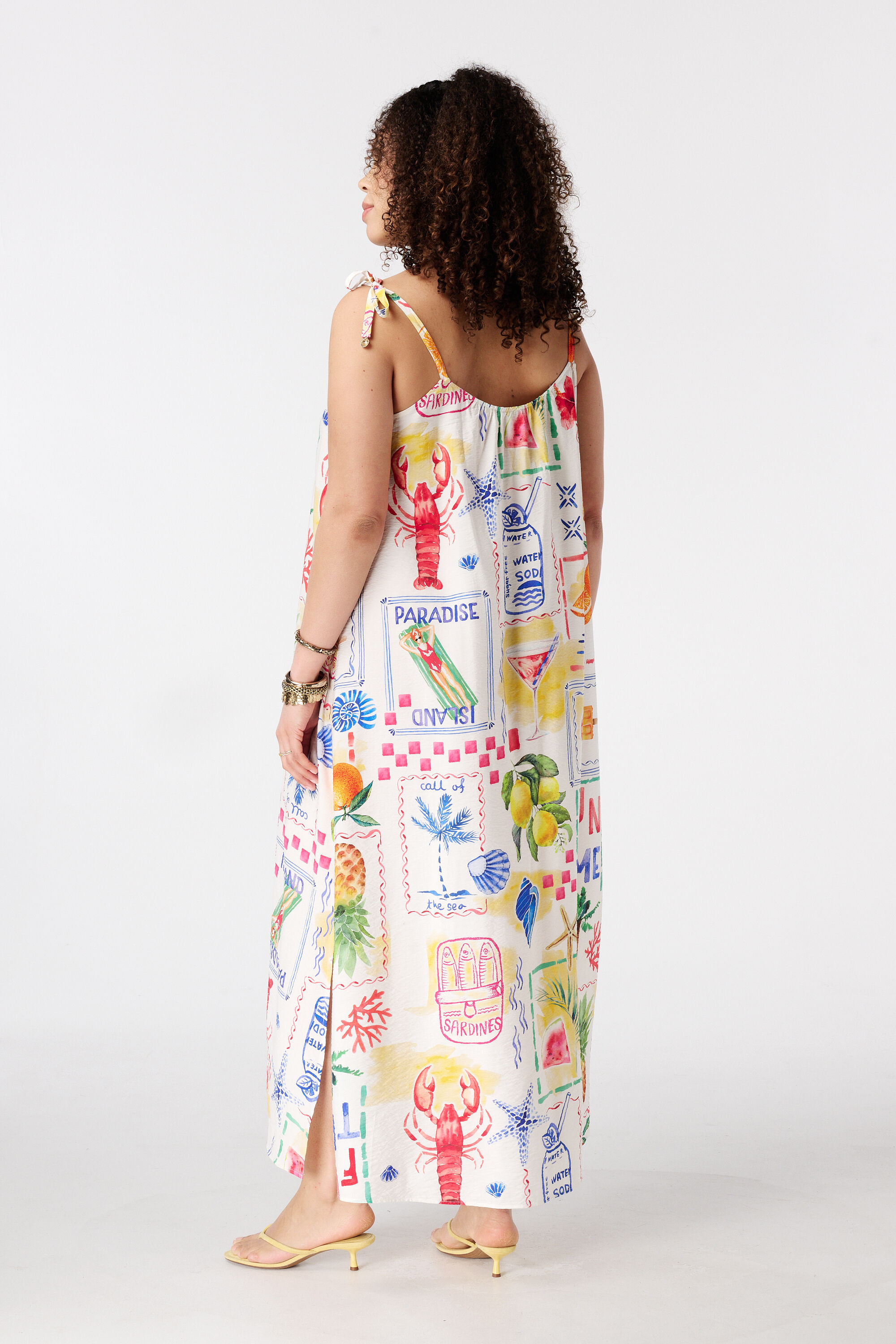 Vestido largo con tirantes finos image number 3