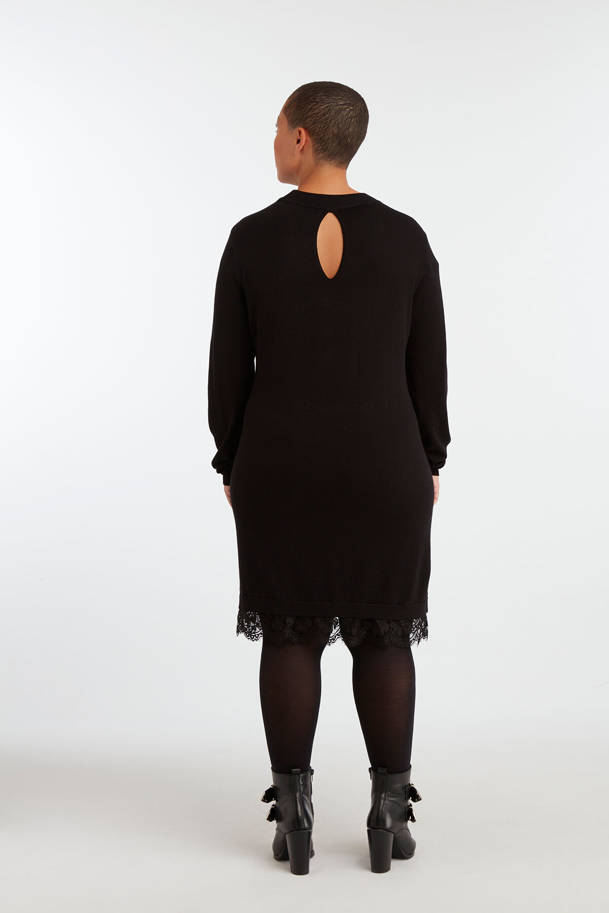 Vestido de punto con encaje   image number 5