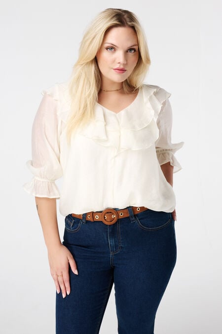 Blusa con volantes y mangas abullonadas Blusa con volantes y mangas abullonadas
