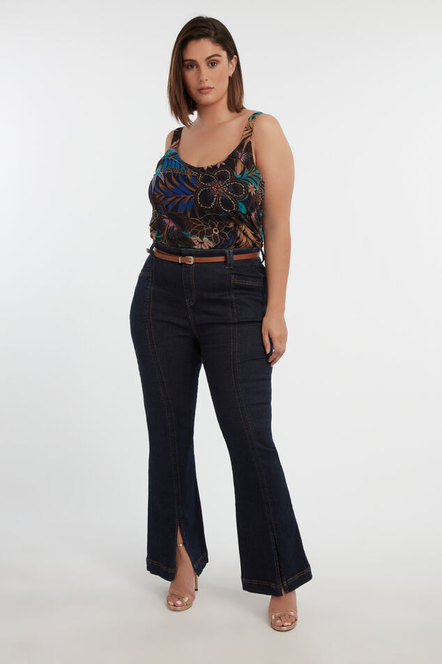 Vaqueros de de talle alto con aberturas image number 0