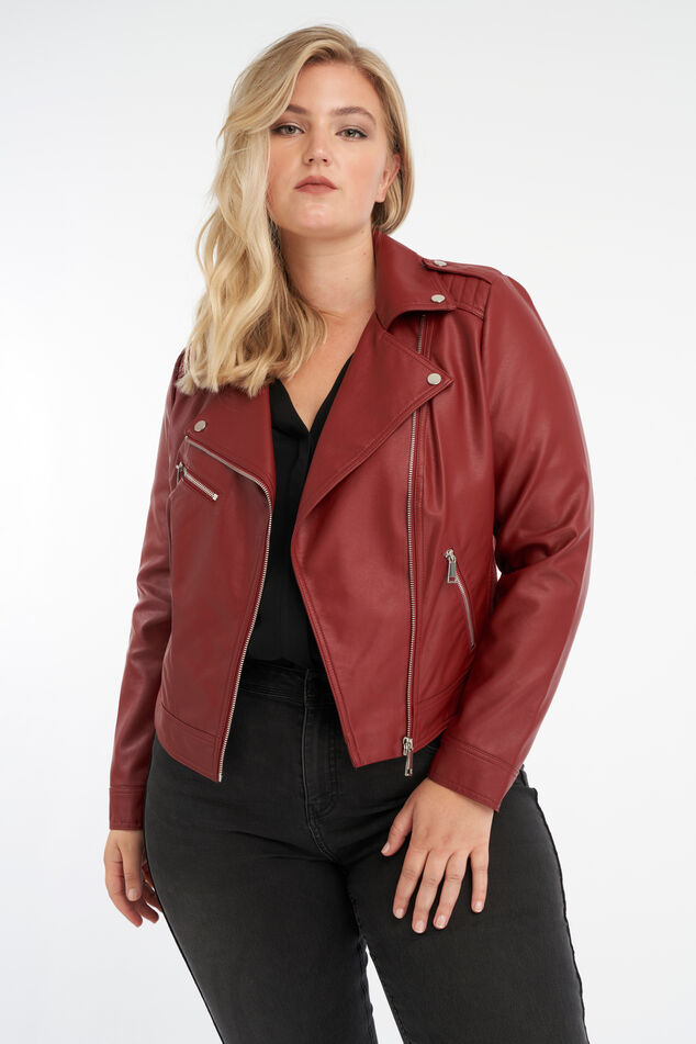 Chaqueta motera de cuero sintético image number 5