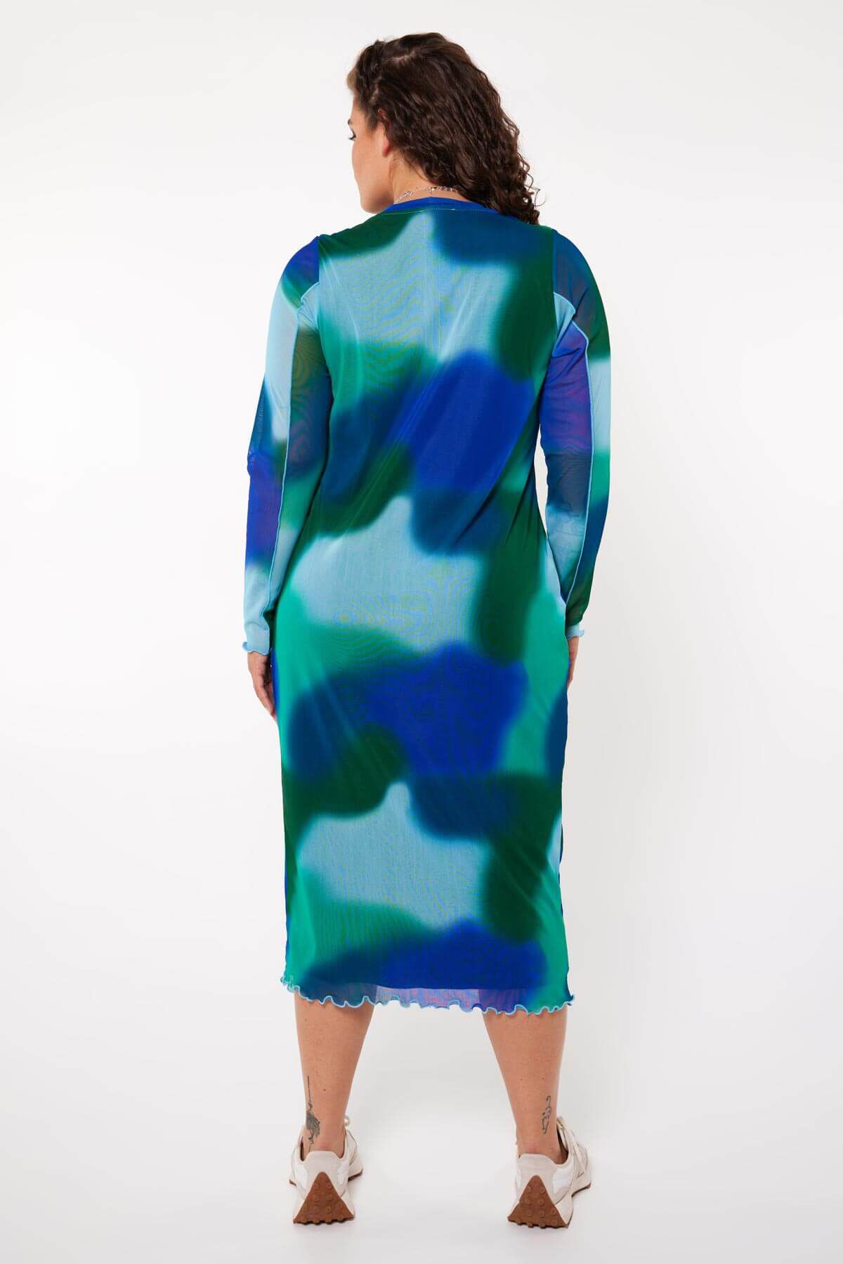 Vestido largo con malla  image number 4