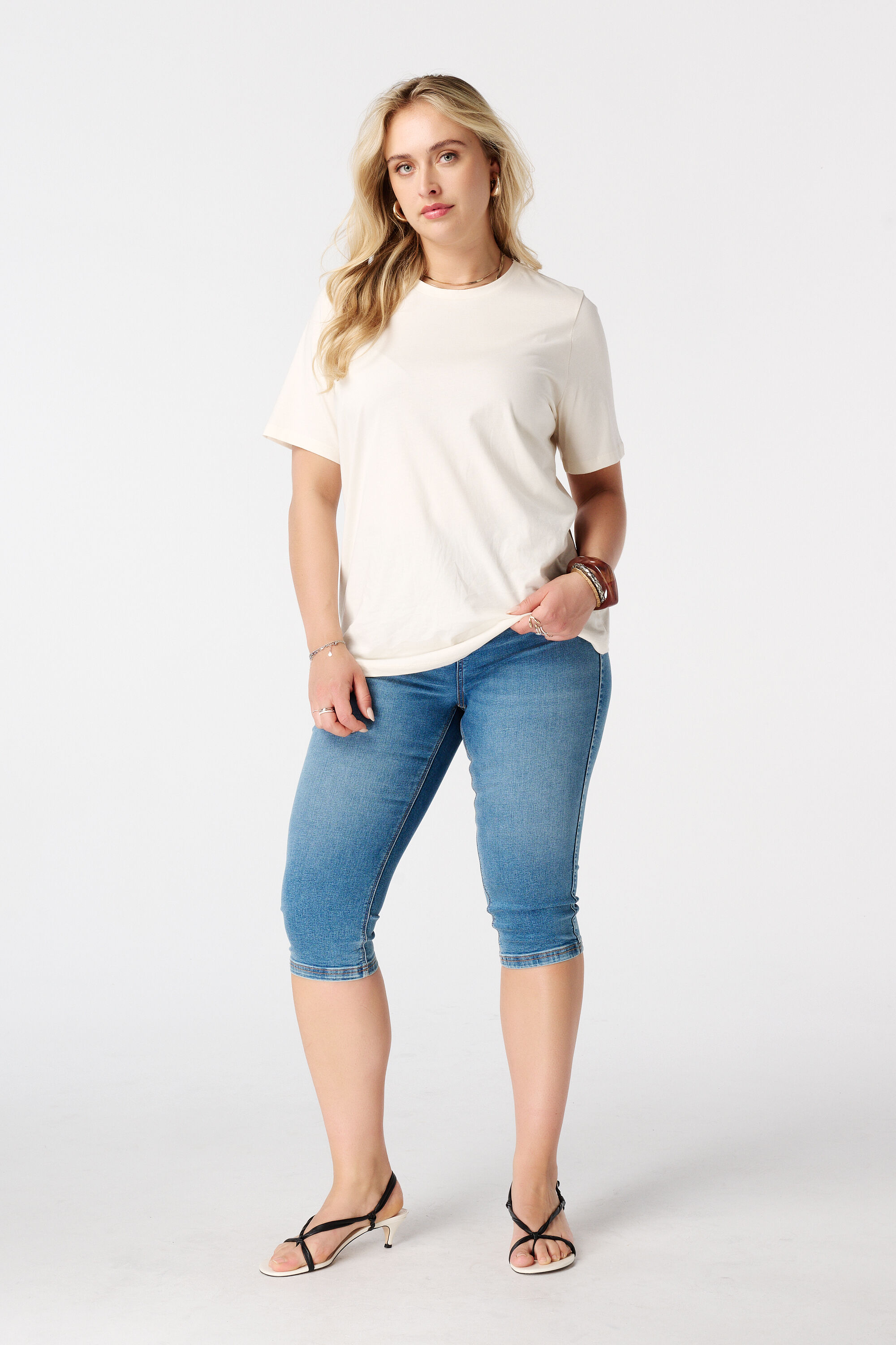 Tregging capri con aspecto denim