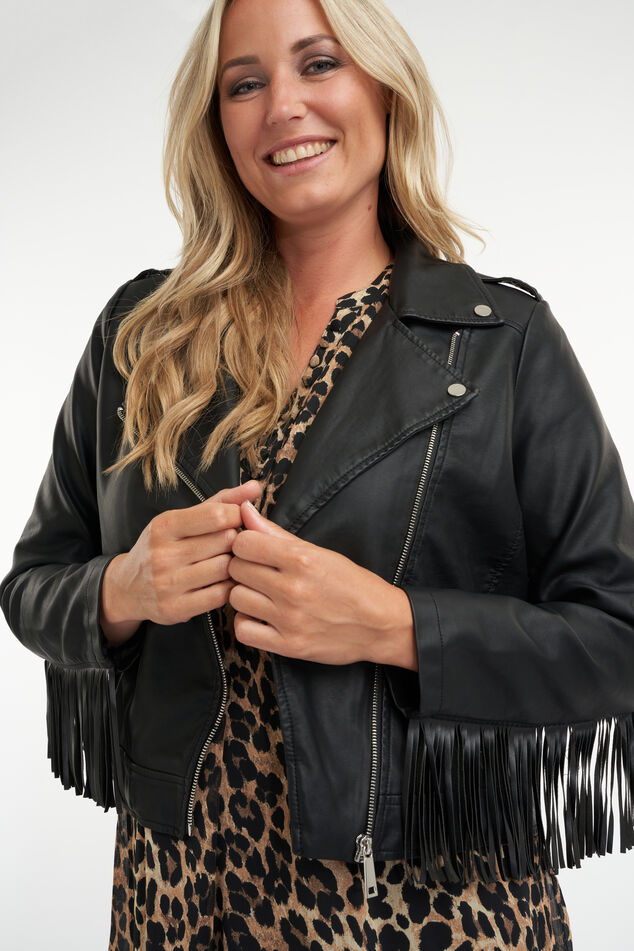 Chaqueta de cuero sintético con flecos image number 0