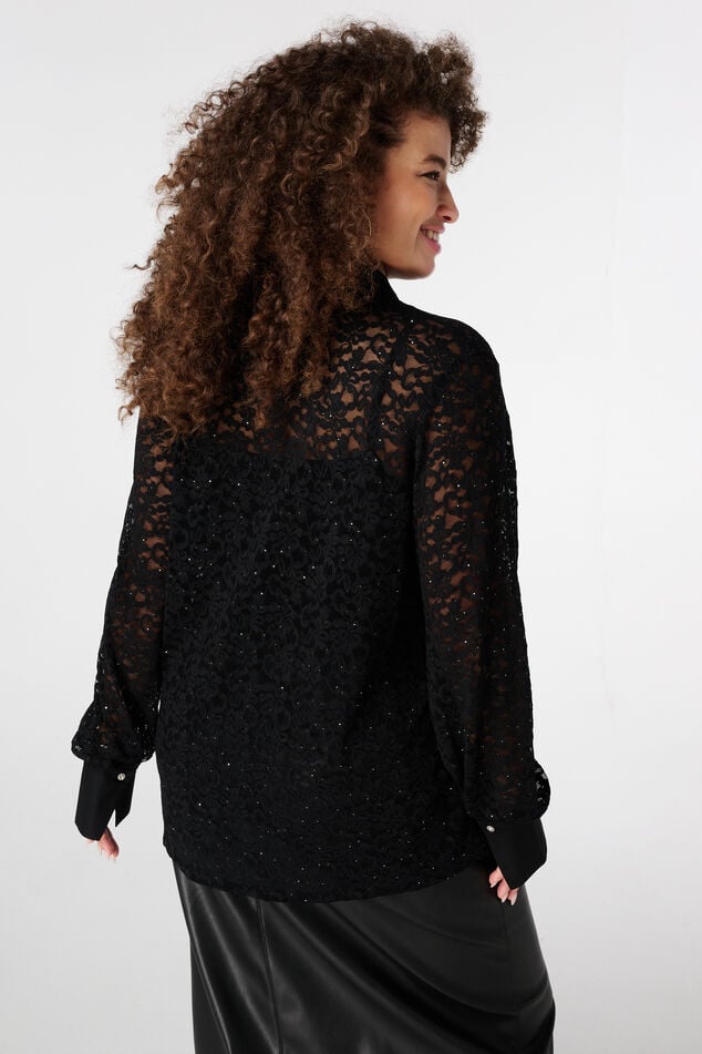Top de jersey con encaje y lentejuelas image number 3