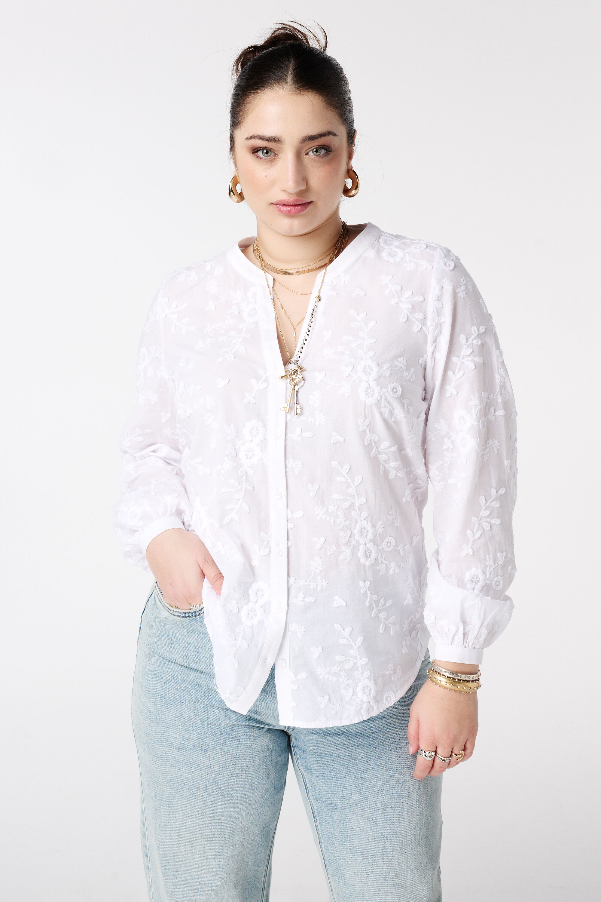 Blusa con estampado floral 3D