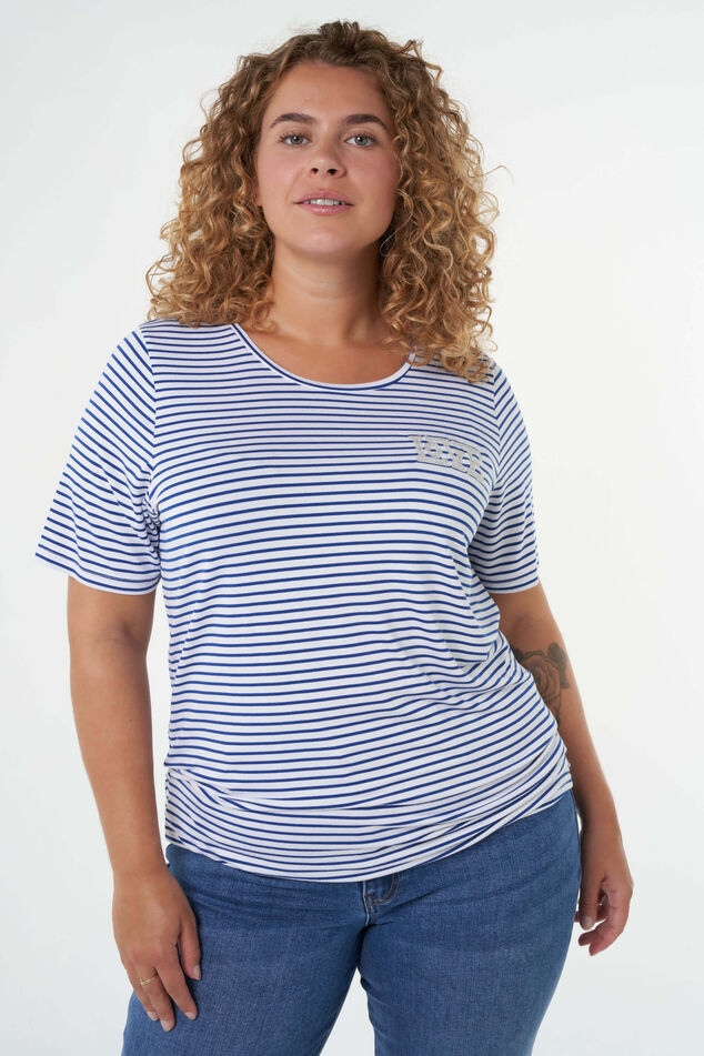 Camiseta de rayas con diseño impreso image number 0