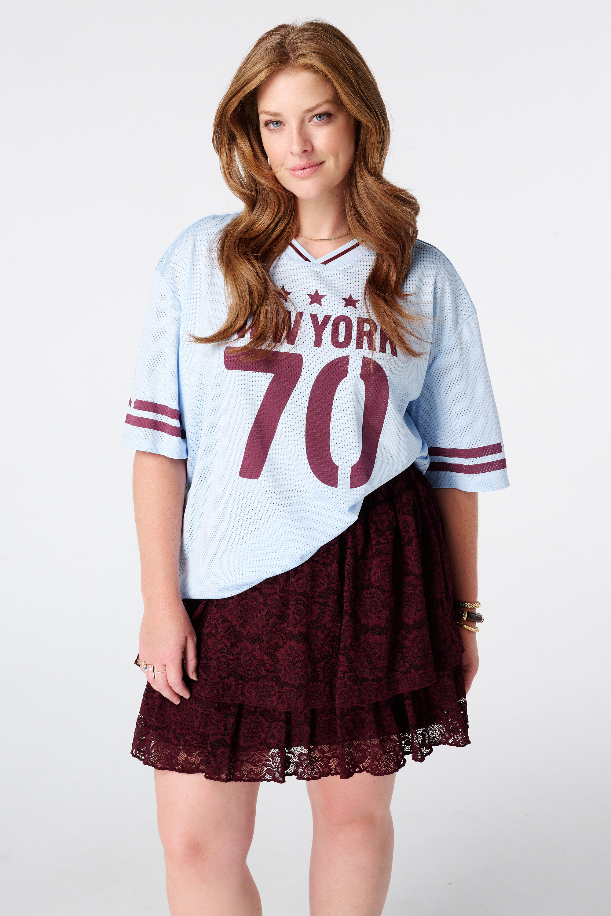 Jersey oversize con estampado deportivo