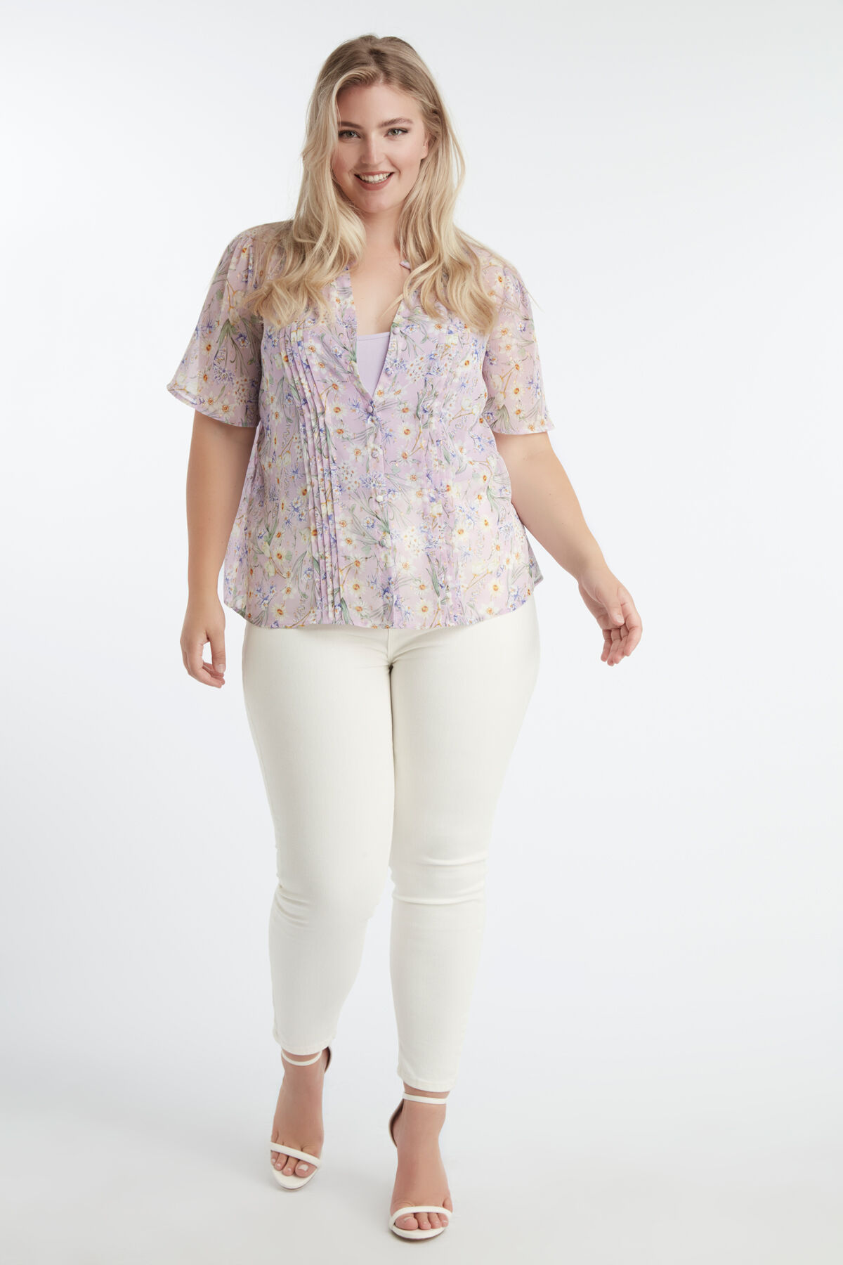 Blusa con estampado floral y detalles de l&uacute;rex image number 3