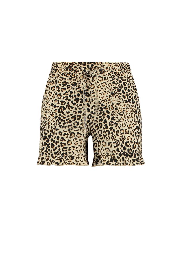 Shorts de viscosa con volantes y animal print image number 1
