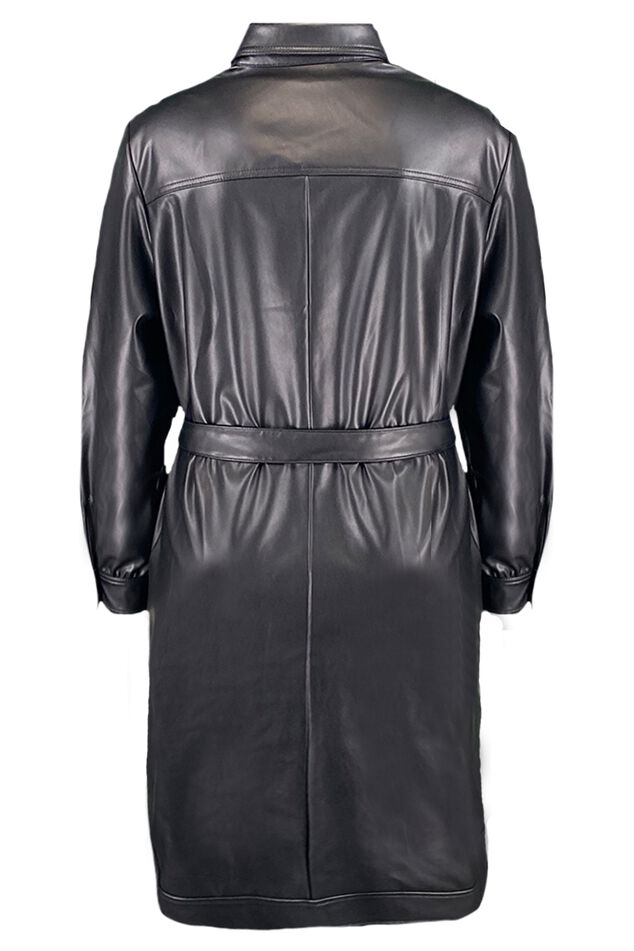Vestido de cuero sintético con cinturón image number 2