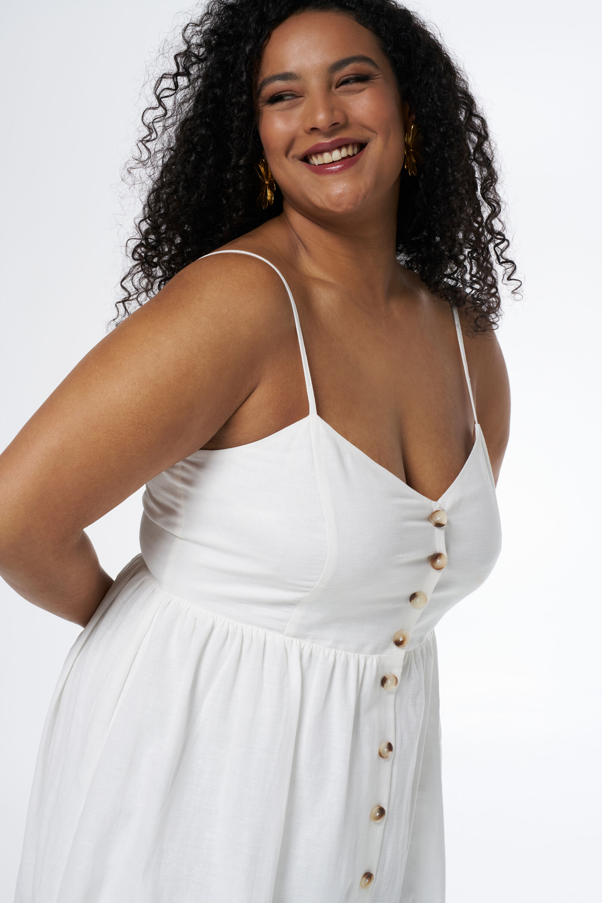 Vestido mido con botones y estampado image number 5