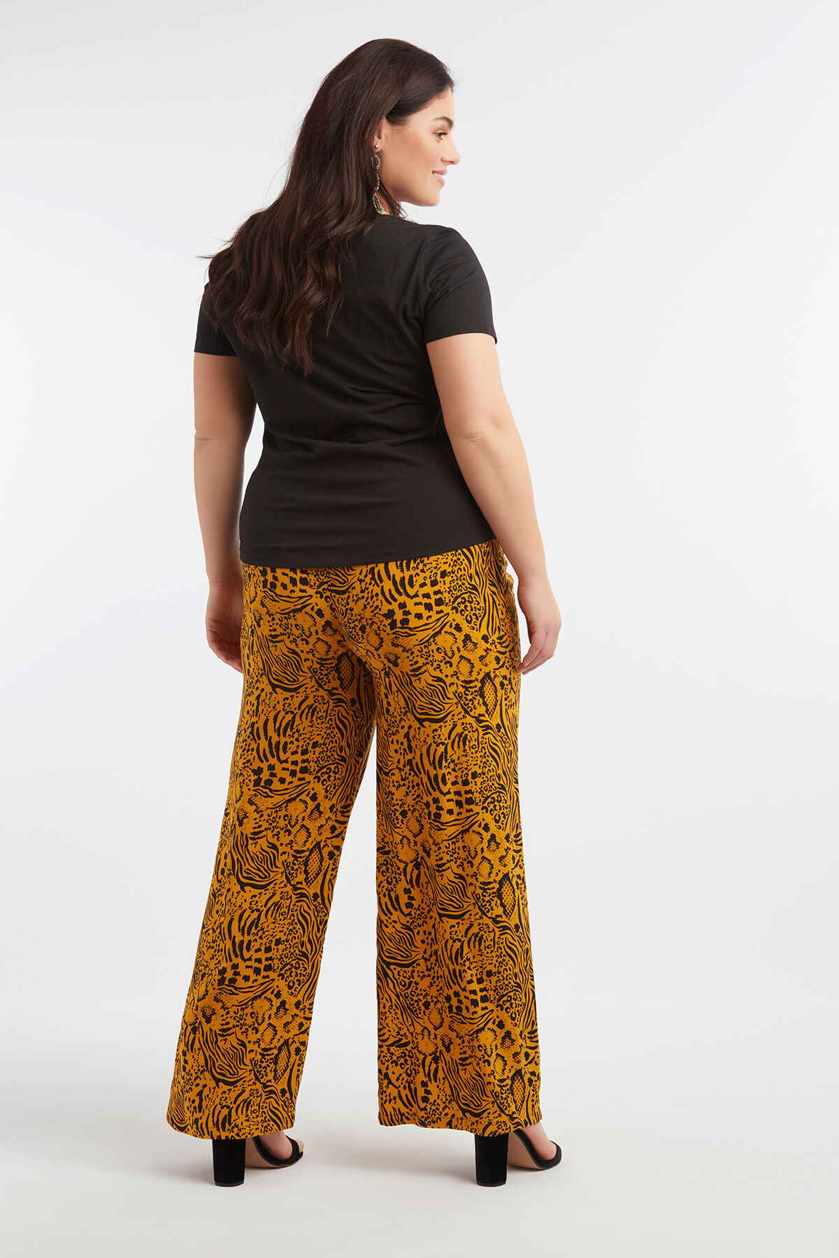 Pantalones de pernera ancha con estampado integral  image number 5