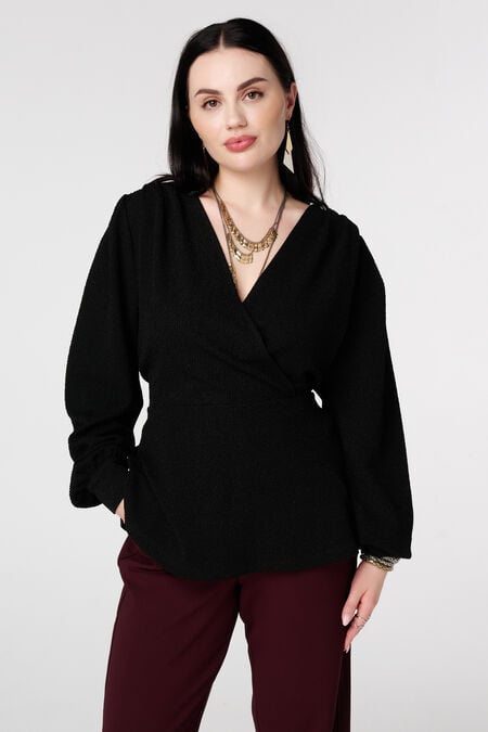 Top brillante con efecto cruzado Top brillante con efecto cruzado