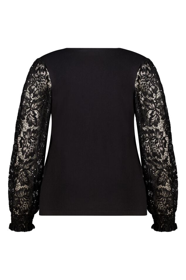 Jersey con mangas de encaje y lentejuelas image number 2