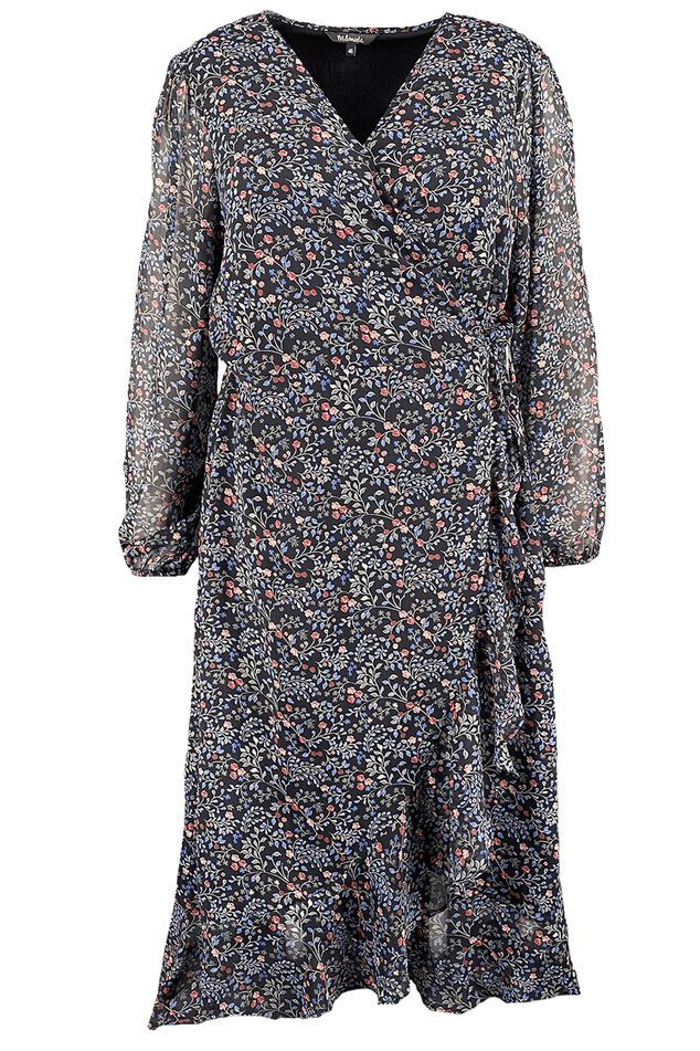 Vestido cruzado largo con estampado floral image number 1