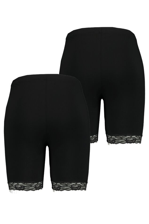Pack de dos leggings cortos con encaje image number 2