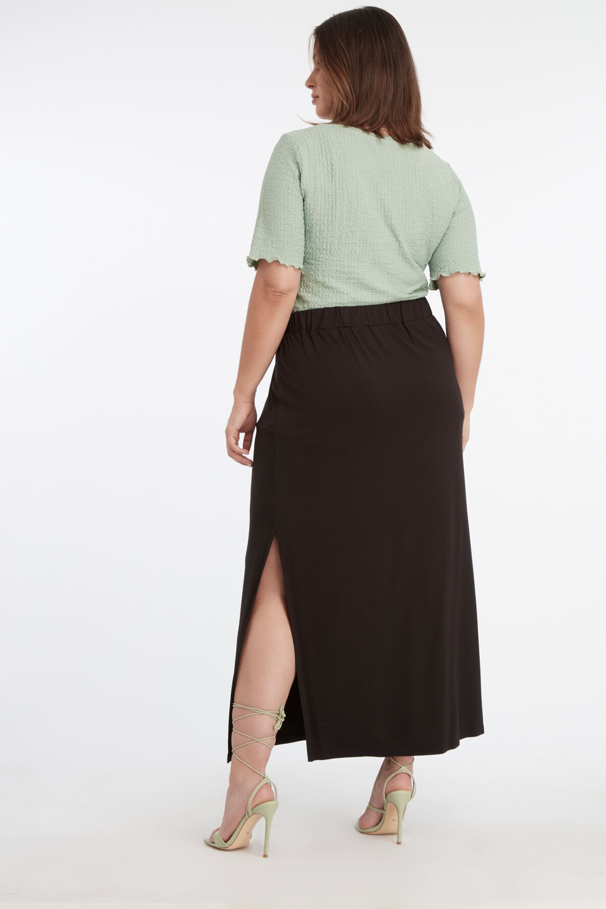 Falda larga lisa con abertura image number 4