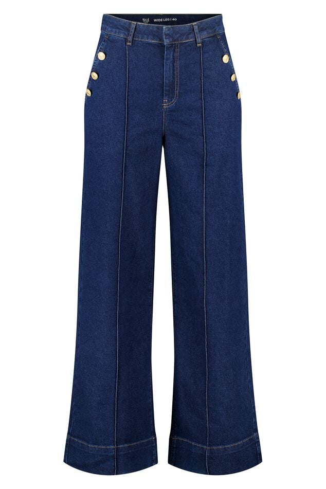 Vaqueros de pernera ancha con pespuntes decorativos image number 1