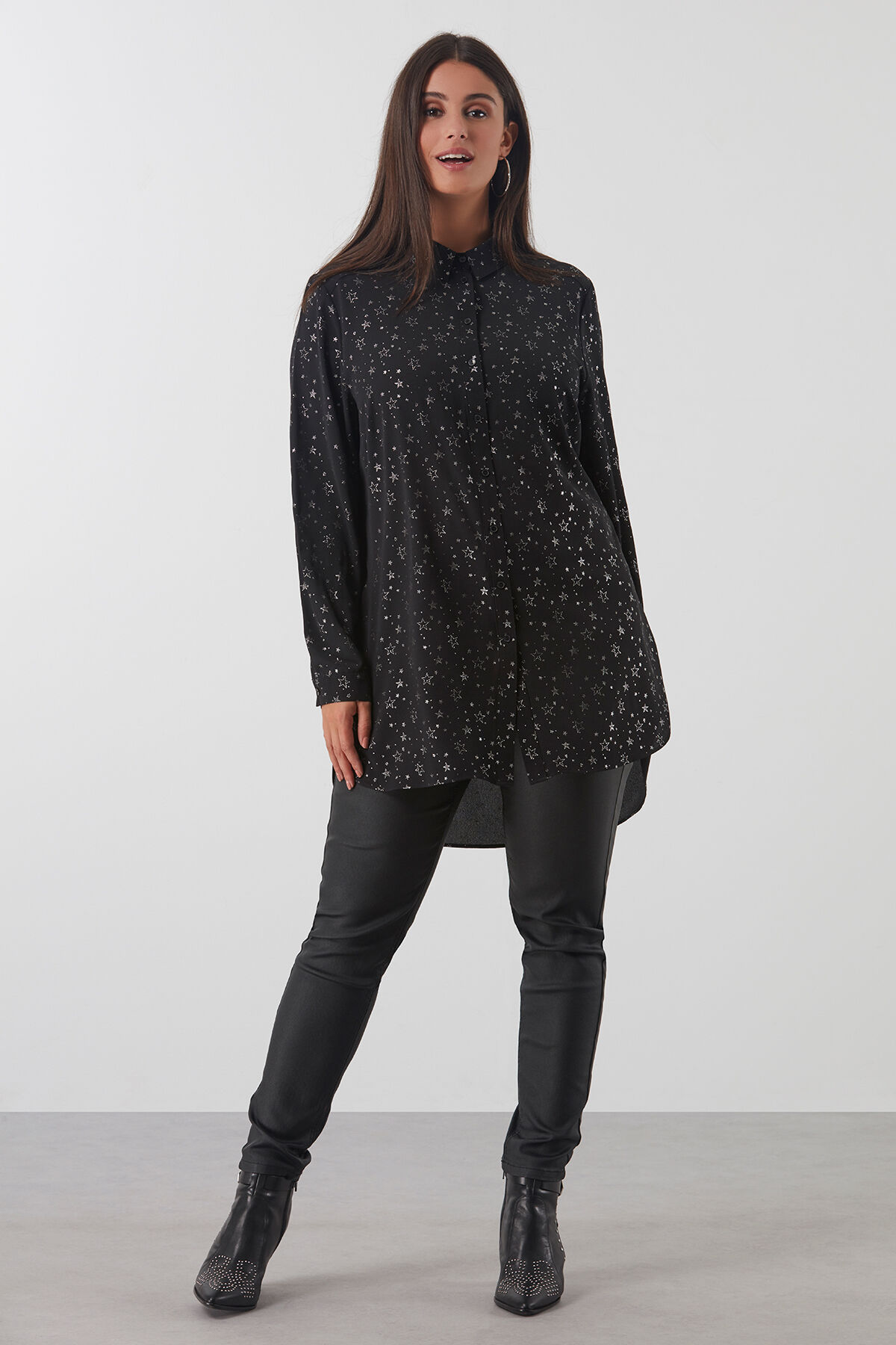 Blusa larga con estampado integral image number 3