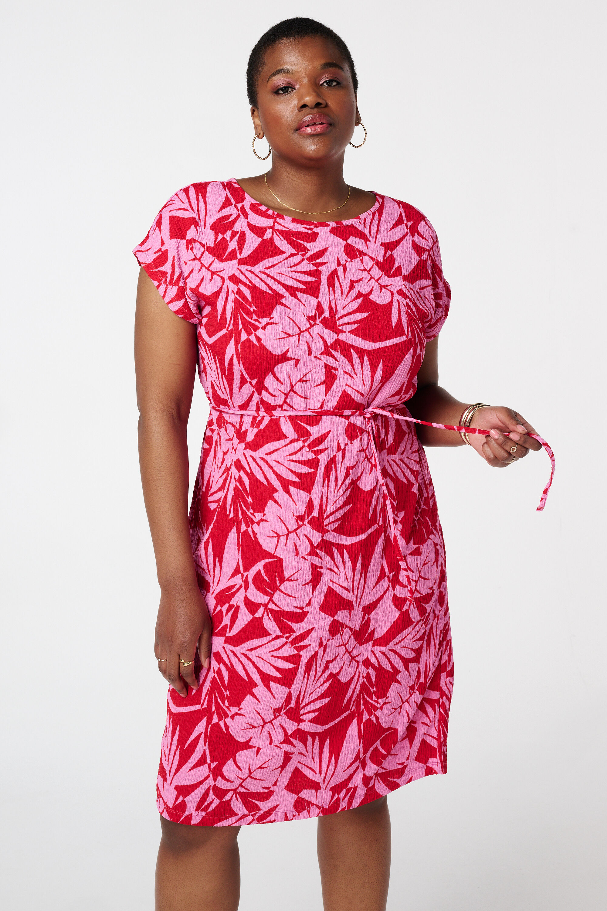 Vestido midi estampado con cord&oacute;n image number 5