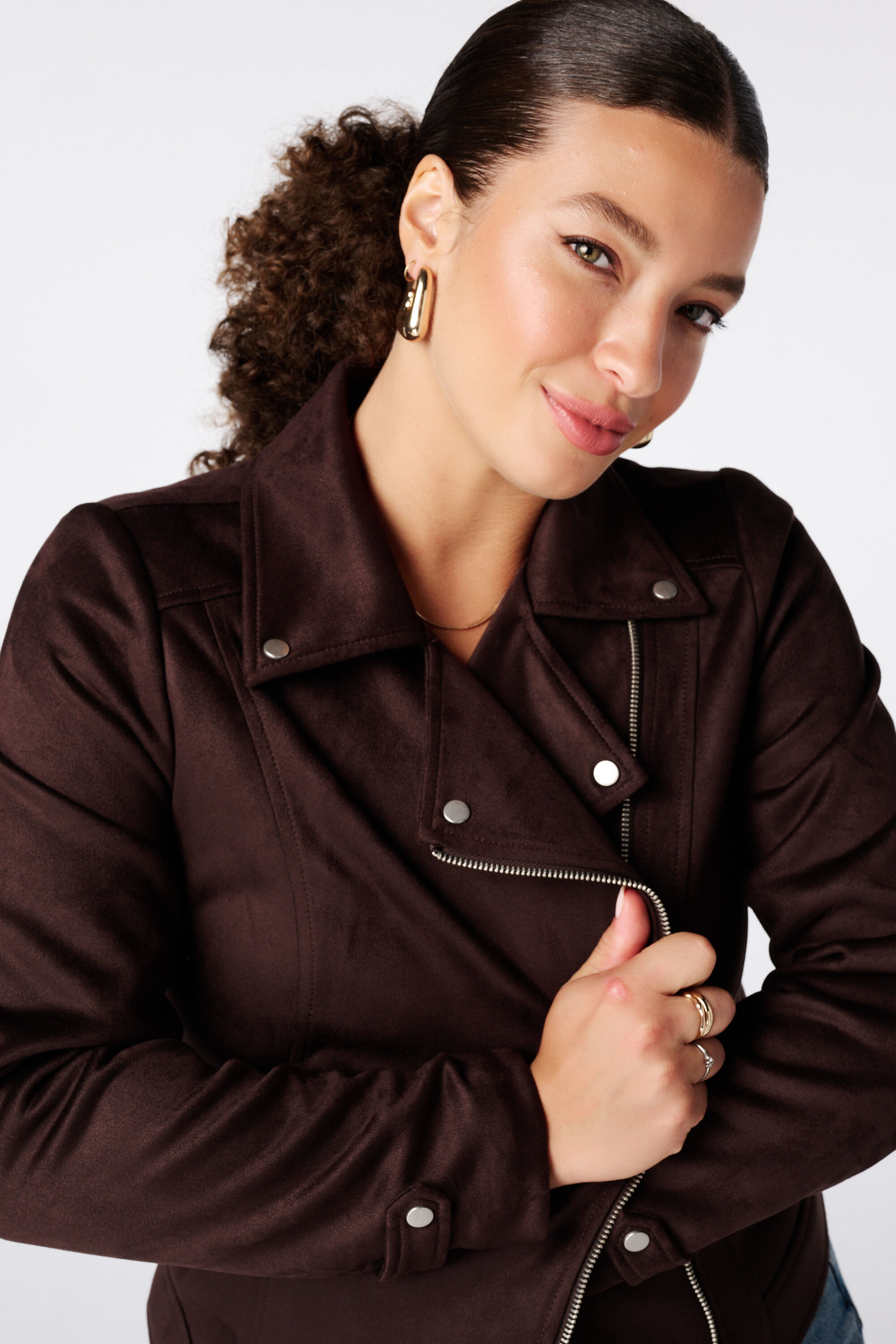 Chaqueta biker de ante sint&eacute;tico image number 4