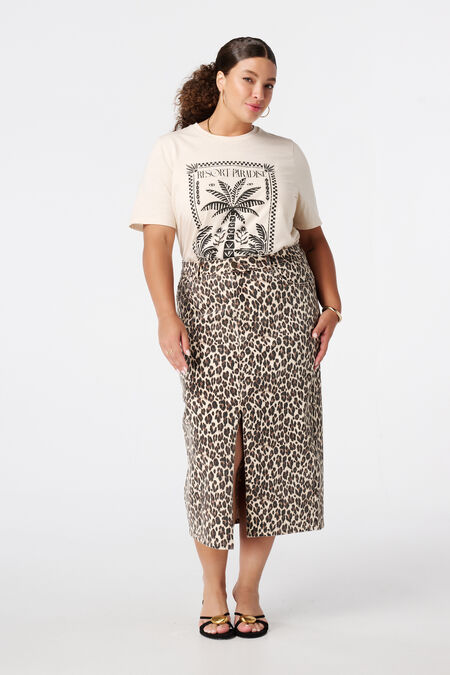 Falda vaquera con estampado de pantera Falda vaquera con estampado de pantera