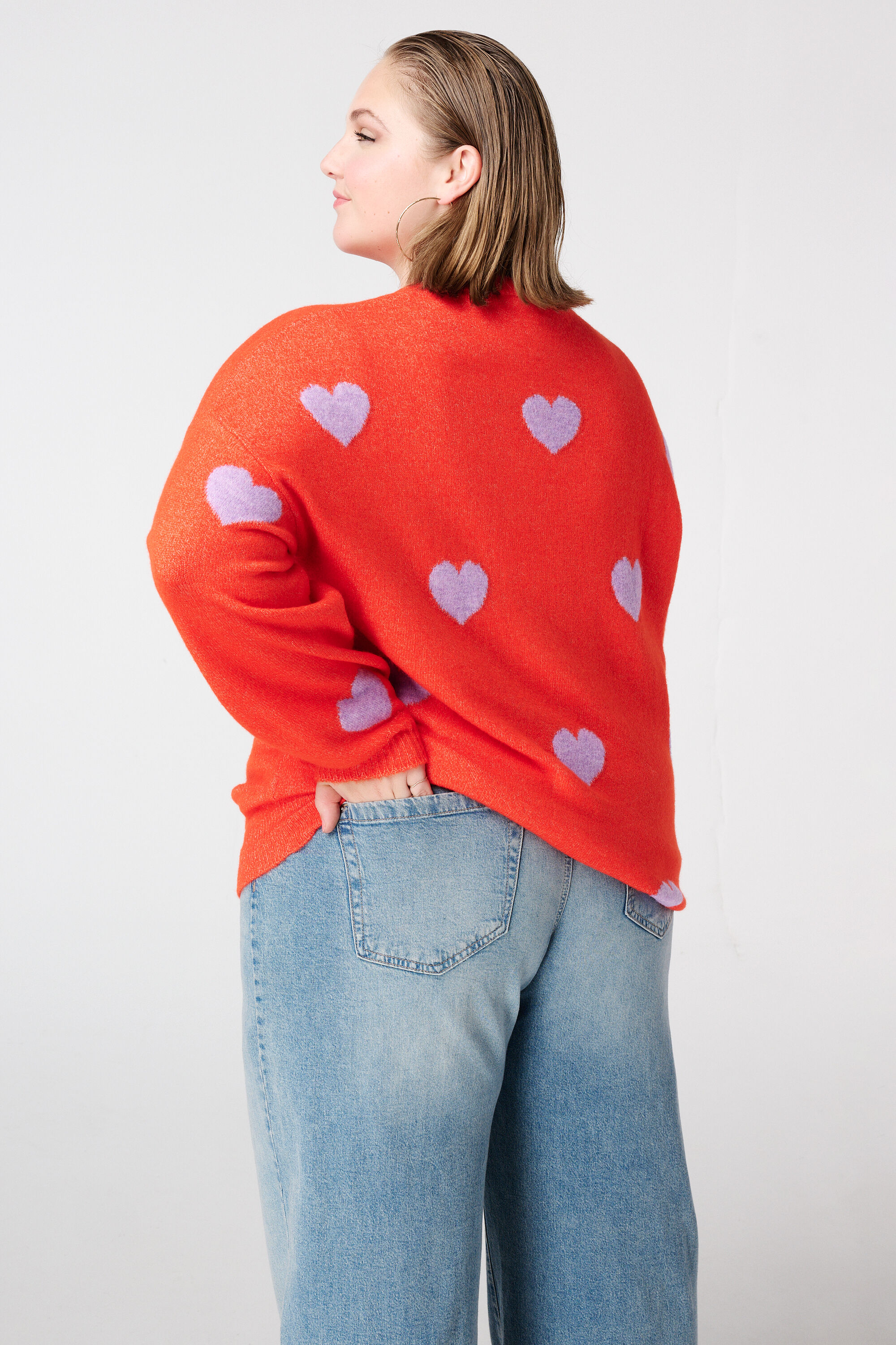 Jersey de punto fino con dise&ntilde;o de corazones image number 3