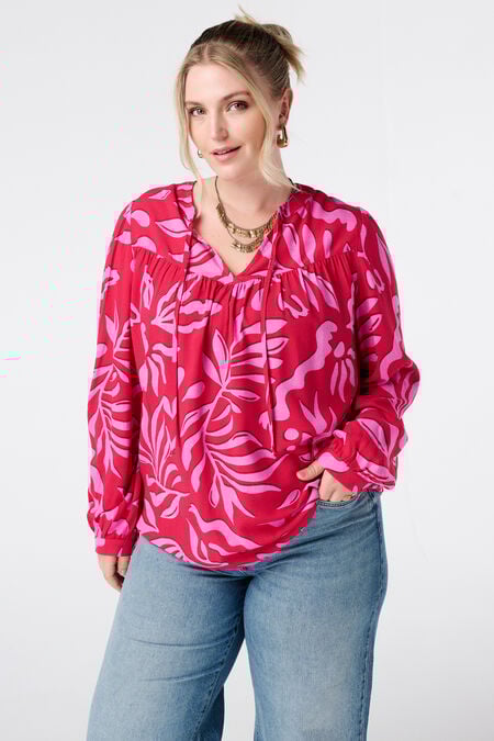 Blusa con estampado y bobinas Blusa con estampado y bobinas