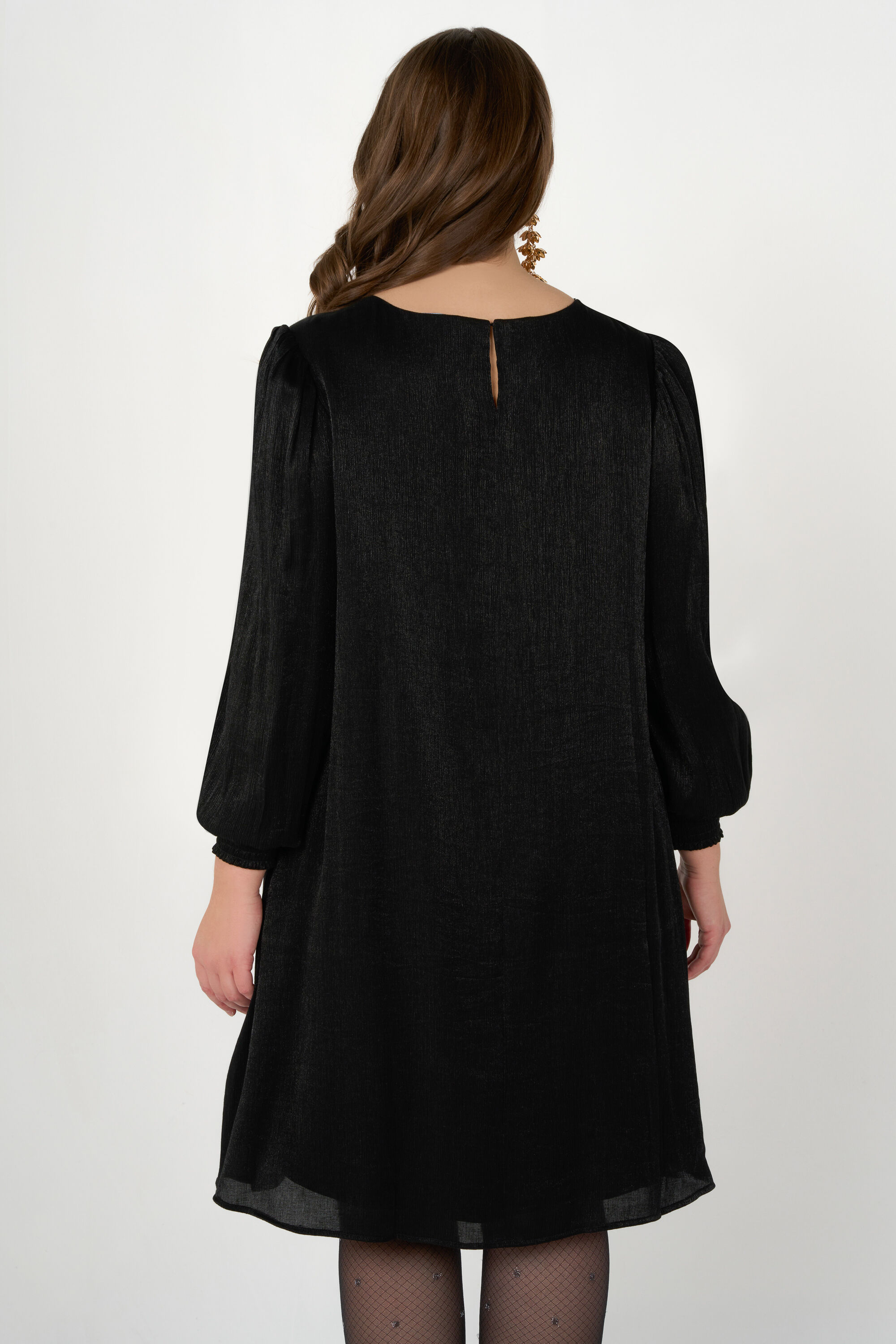 Vestido midi con detalles dorados image number 3