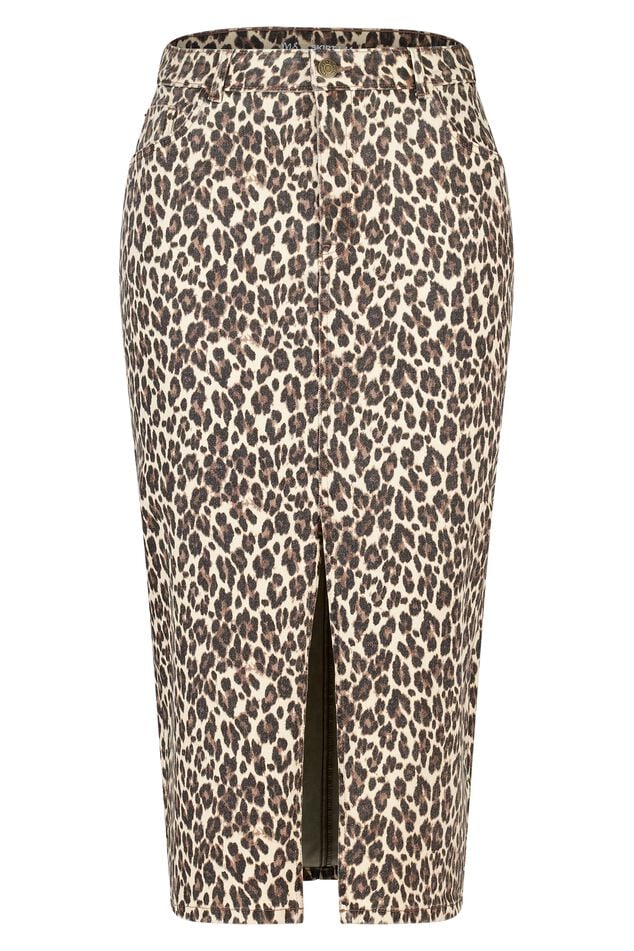 Falda vaquera con estampado de pantera image number 1