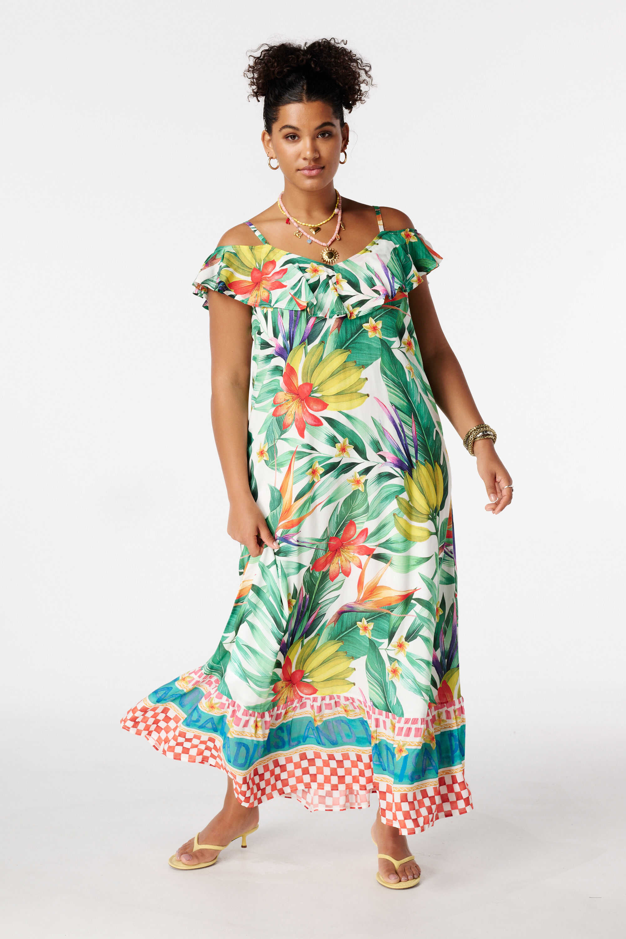 Vestido largo con mangas cortas image number 0