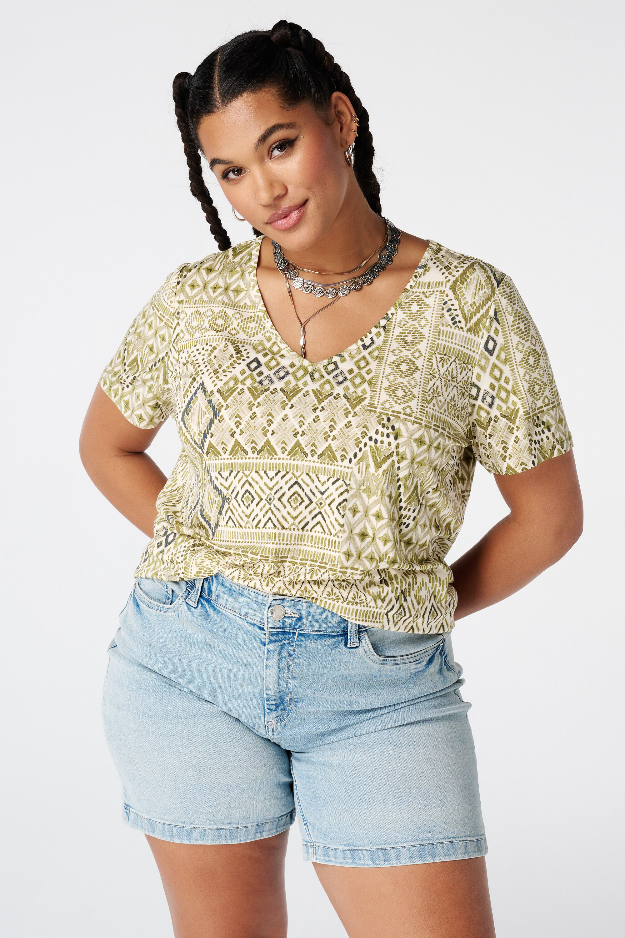 Top estampado con escote en V