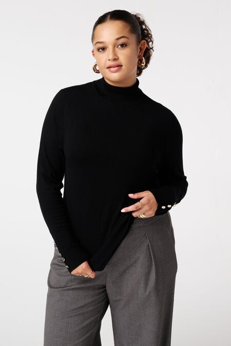 Jersey con cuello alto y botones decorativos Jersey con cuello alto y botones decorativos