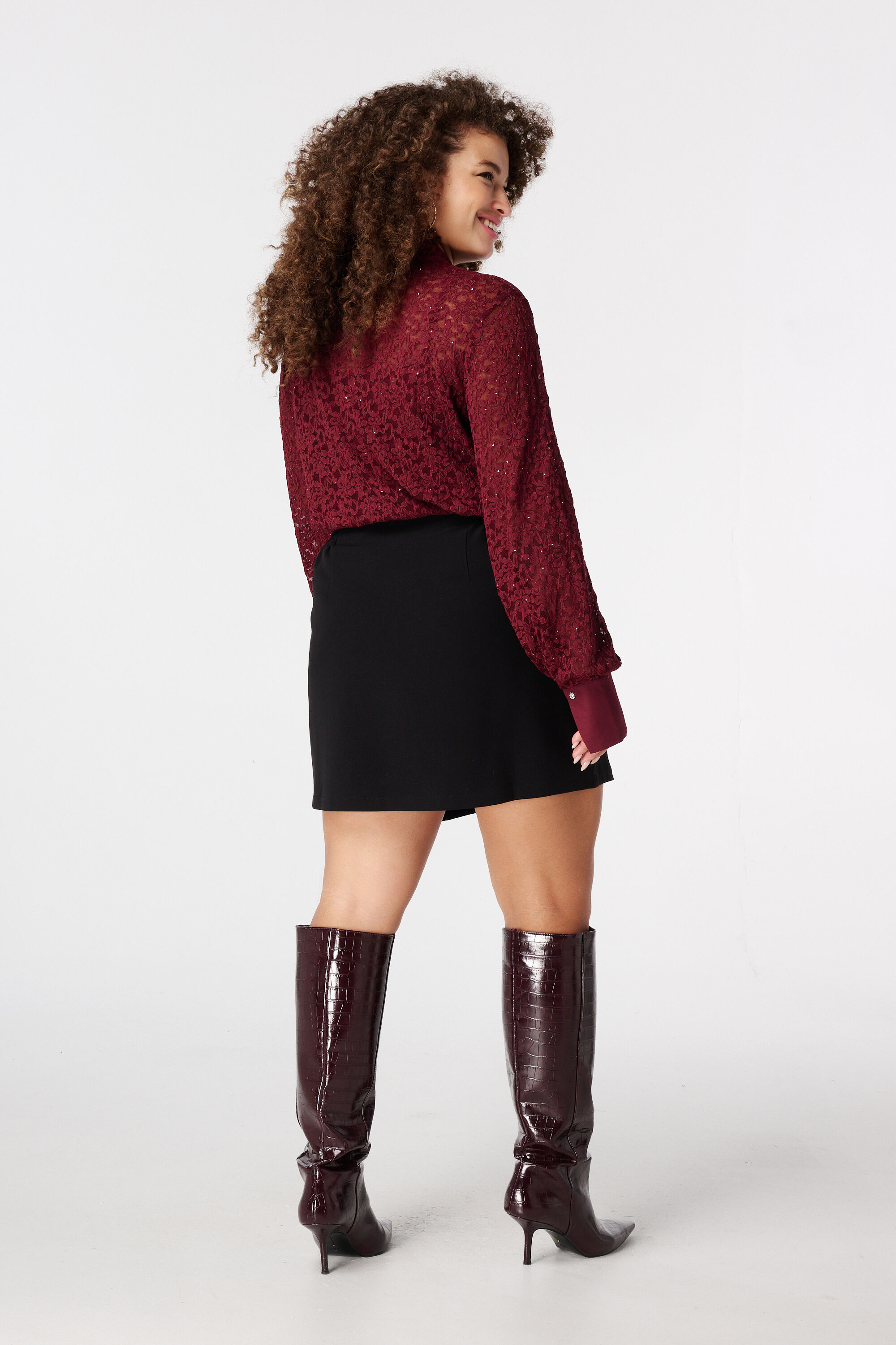 Falda con aspecto cruzado y cintura el&aacute;stica image number 3