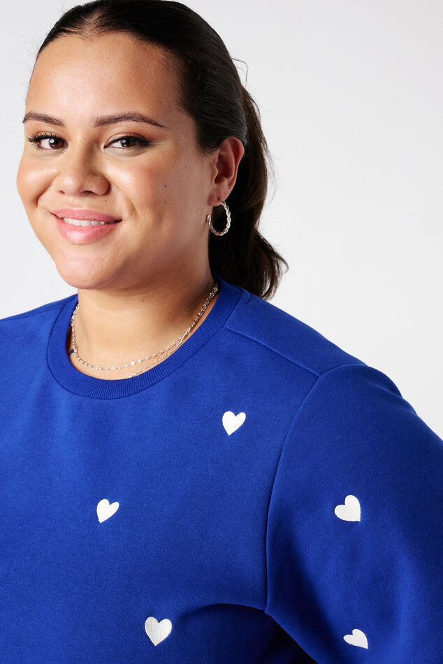 Jersey con corazones bordados y mangas abullonadas image number 4