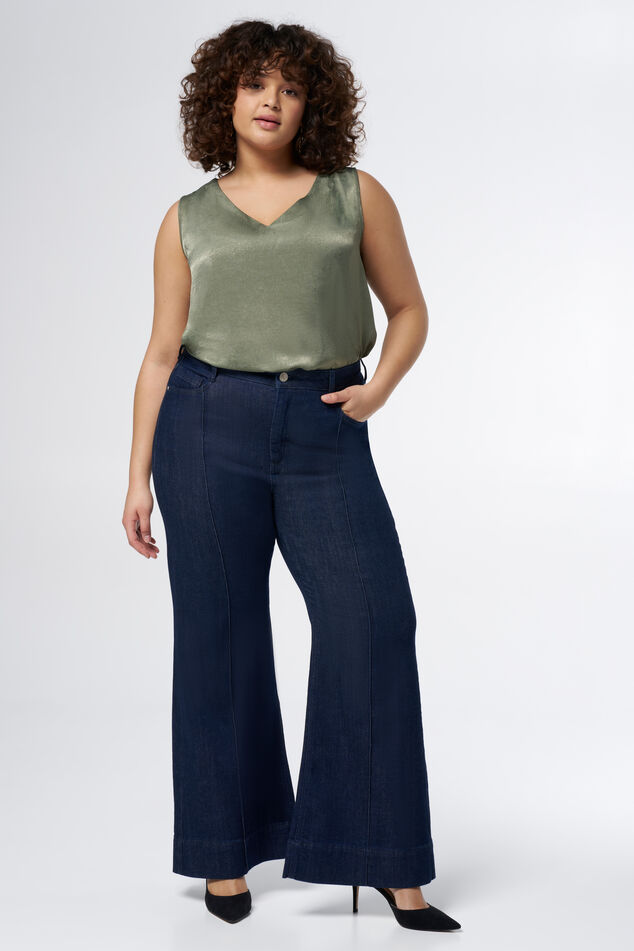 Vaqueros acampanados con pespuntes decorativos image number 0