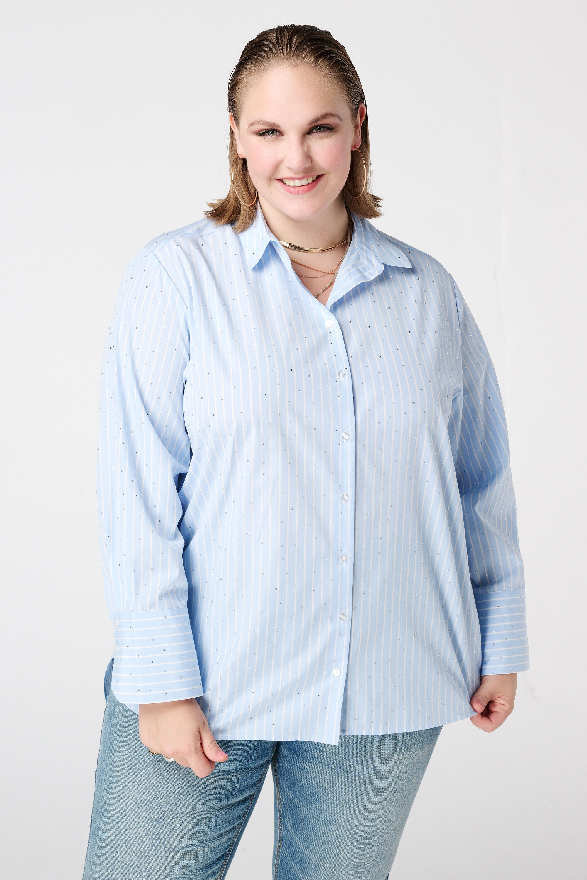 Blusa de rayas con detalles de strass