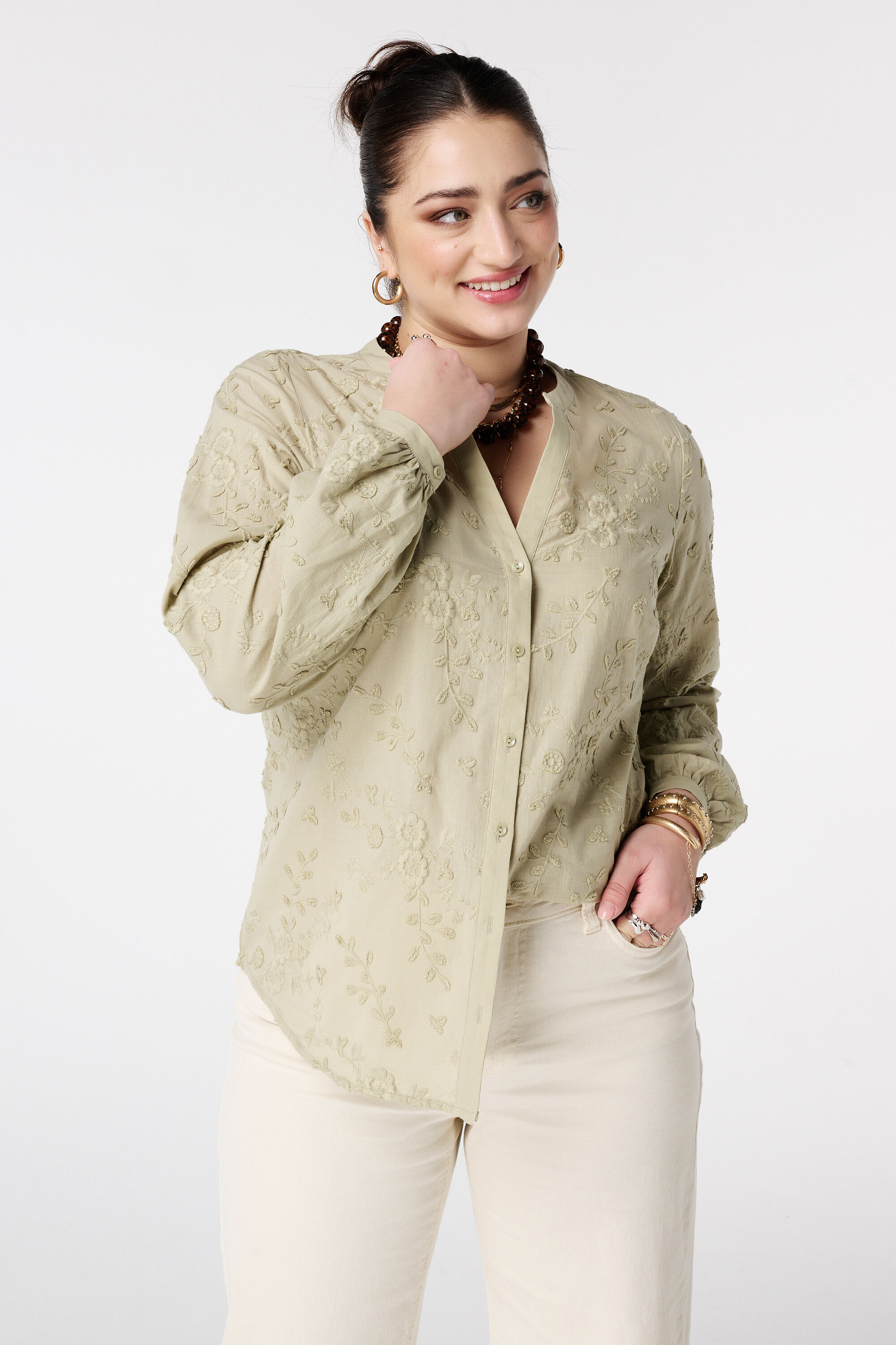 Blusa con estampado floral 3D