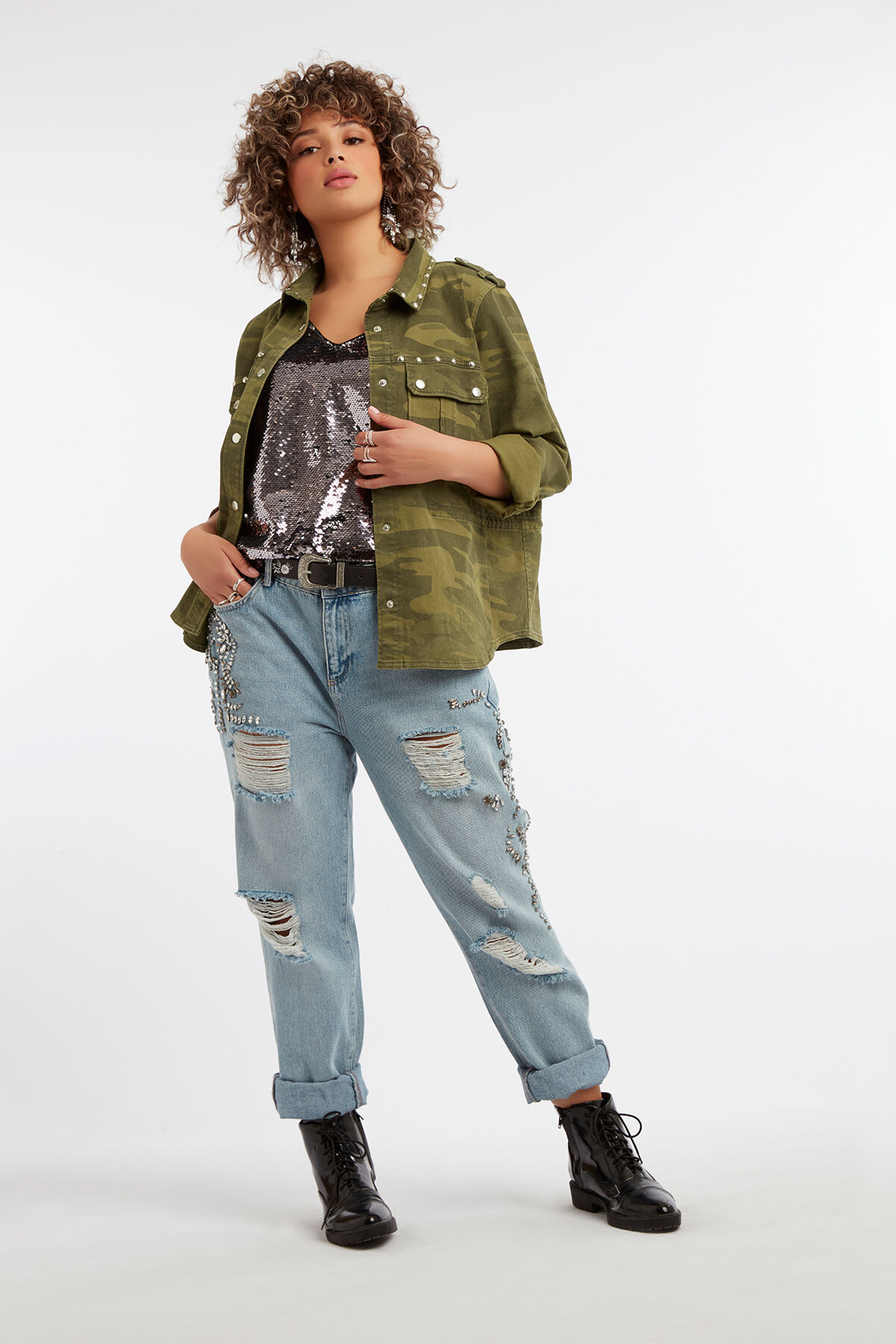 Vaqueros holgados con estr&aacute;s image number 6