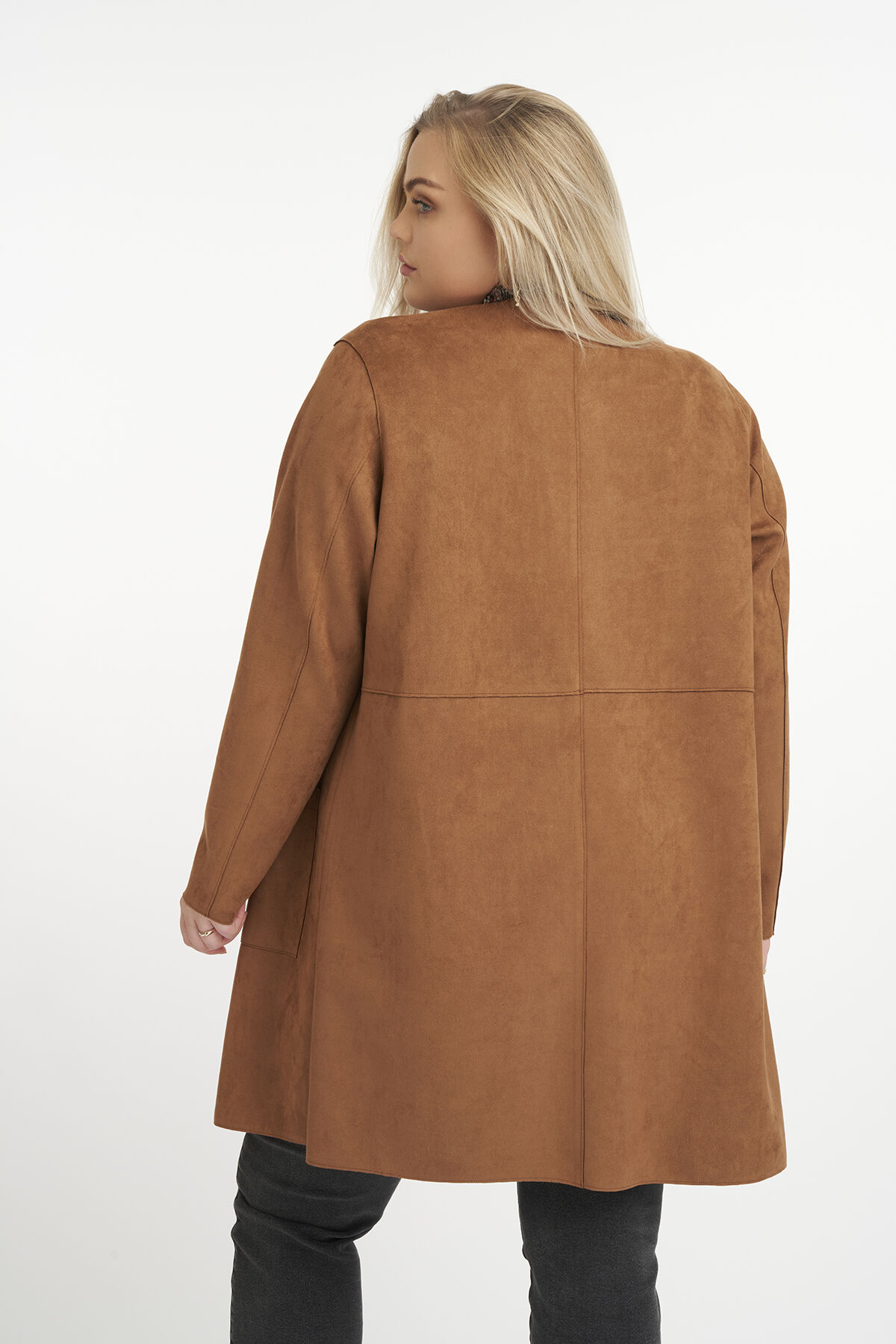 Chaqueta de ante con cuello redondo image number 3