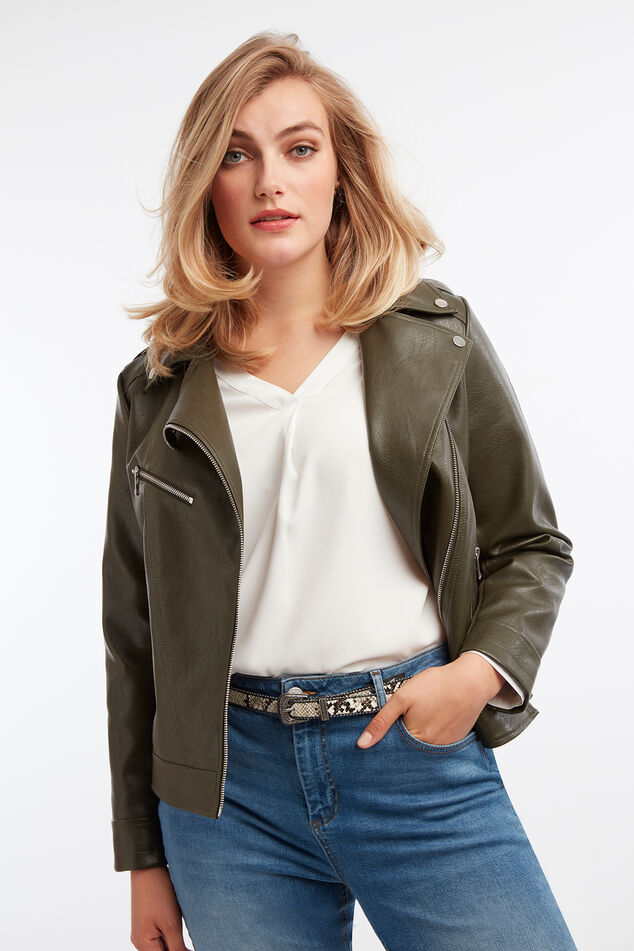 Chaqueta motera de cuero sintético image number 4