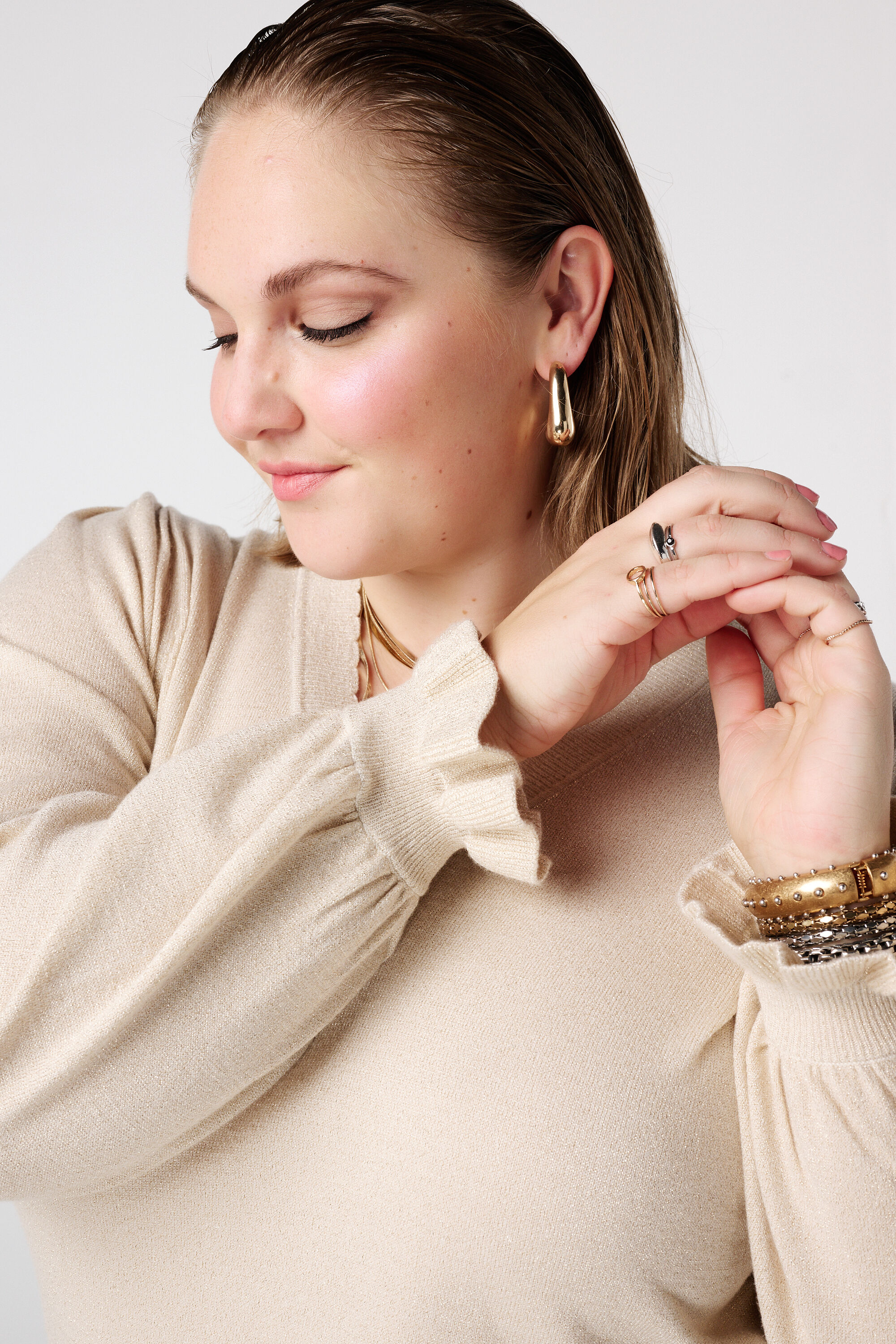 Jersey de lurex con mangas con volante image number 4