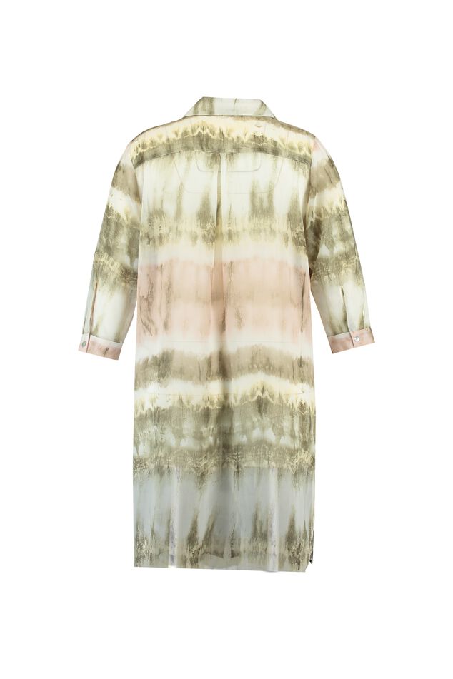 Blusa transparente estampada con técnica de nudos image number 2