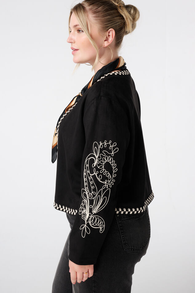 Chaqueta con aspecto de ante y bordados  image number 4