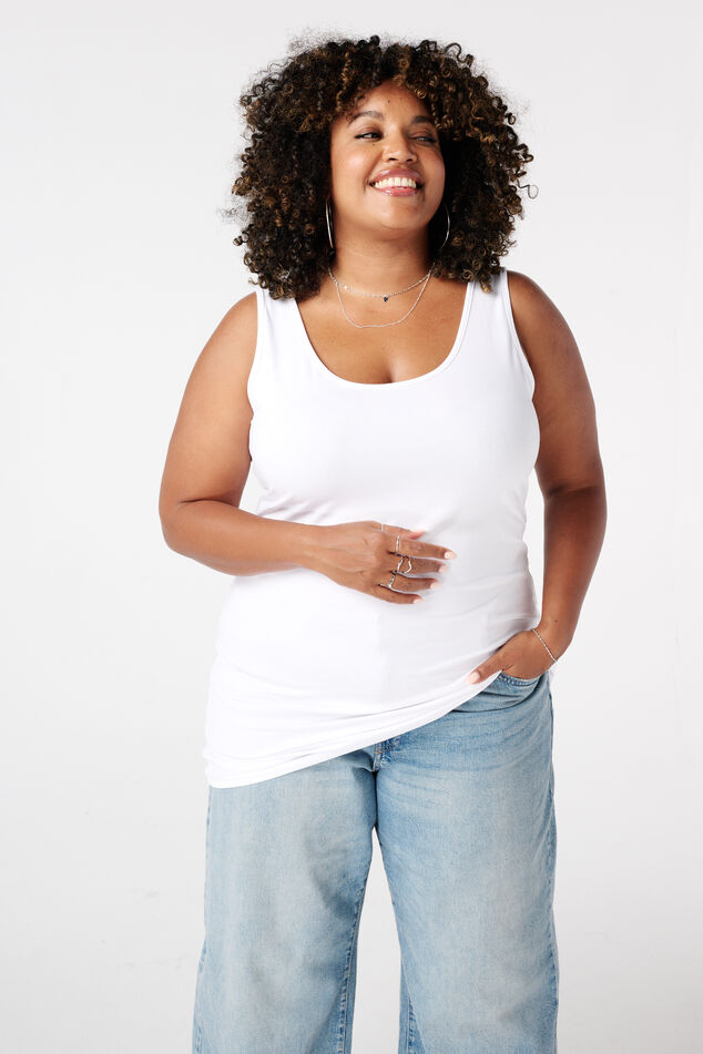 Camiseta extra larga sin mangas de algodón image number 0