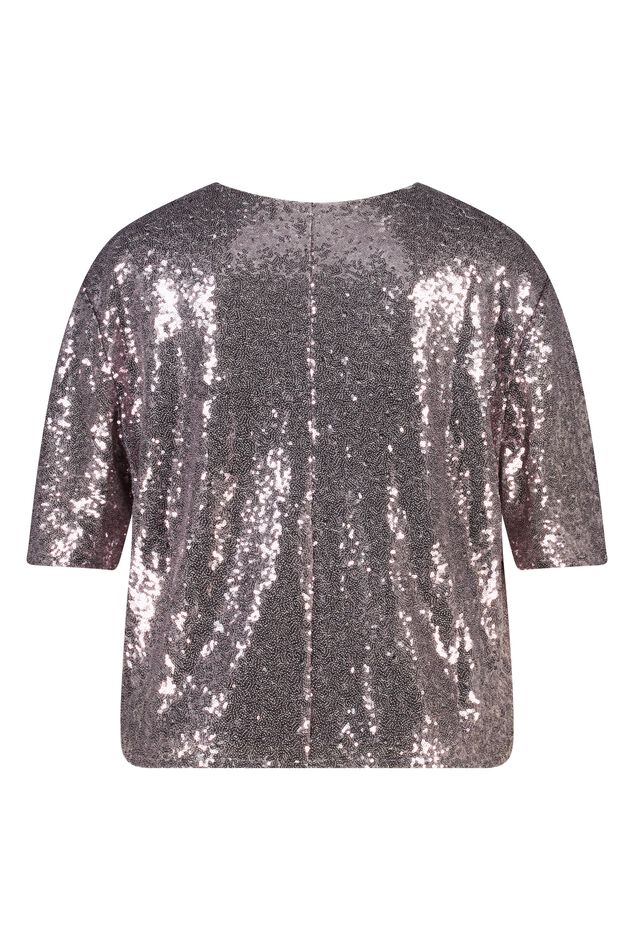Top de lentejuelas de manga corta image number 2