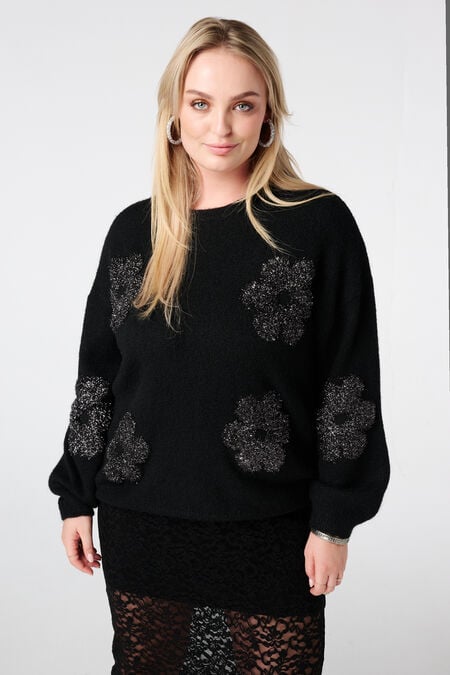 Jersey con suaves flores de lurex Jersey con suaves flores de lurex