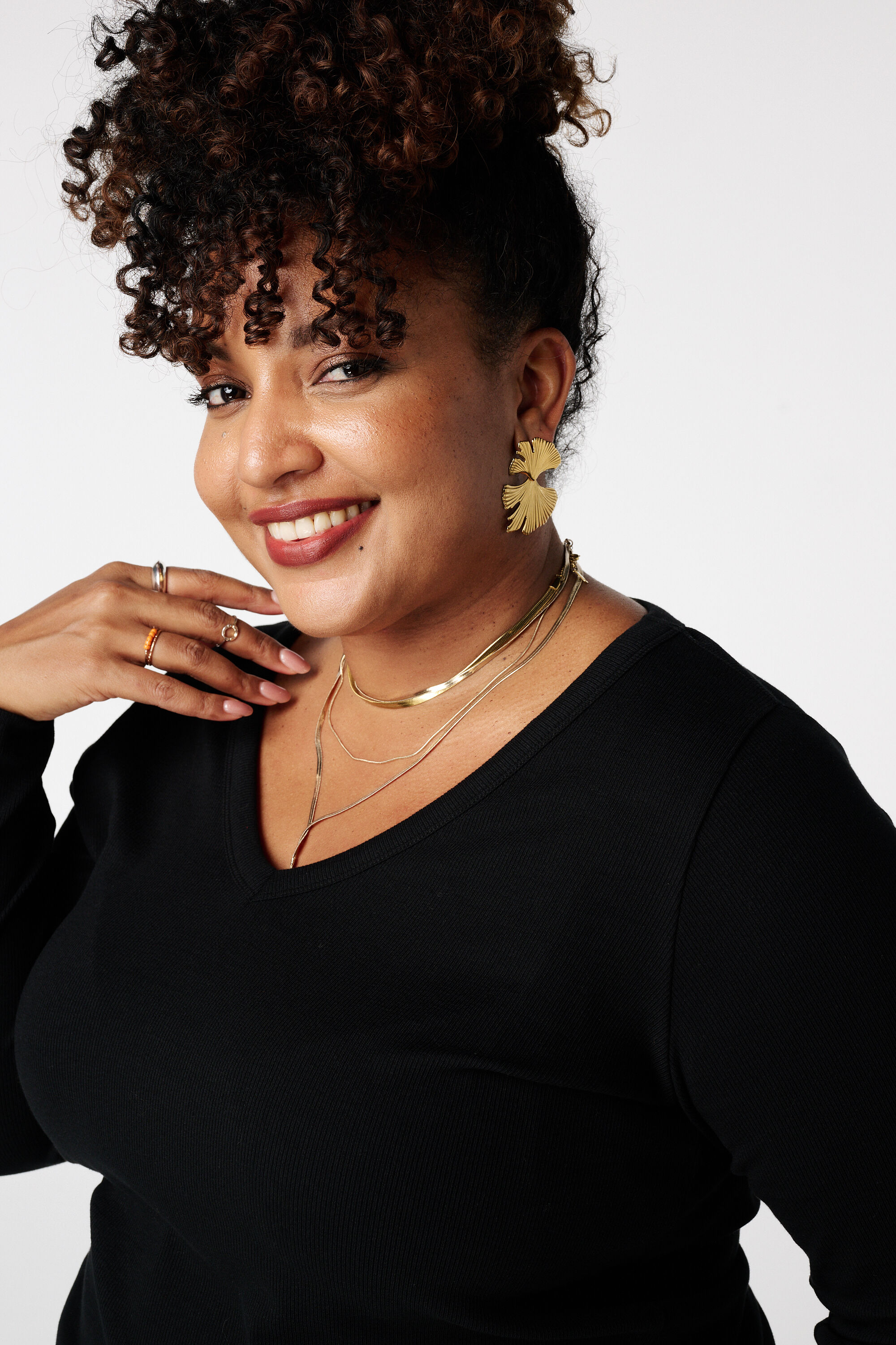 Top de canal&eacute; con manga larga image number 4