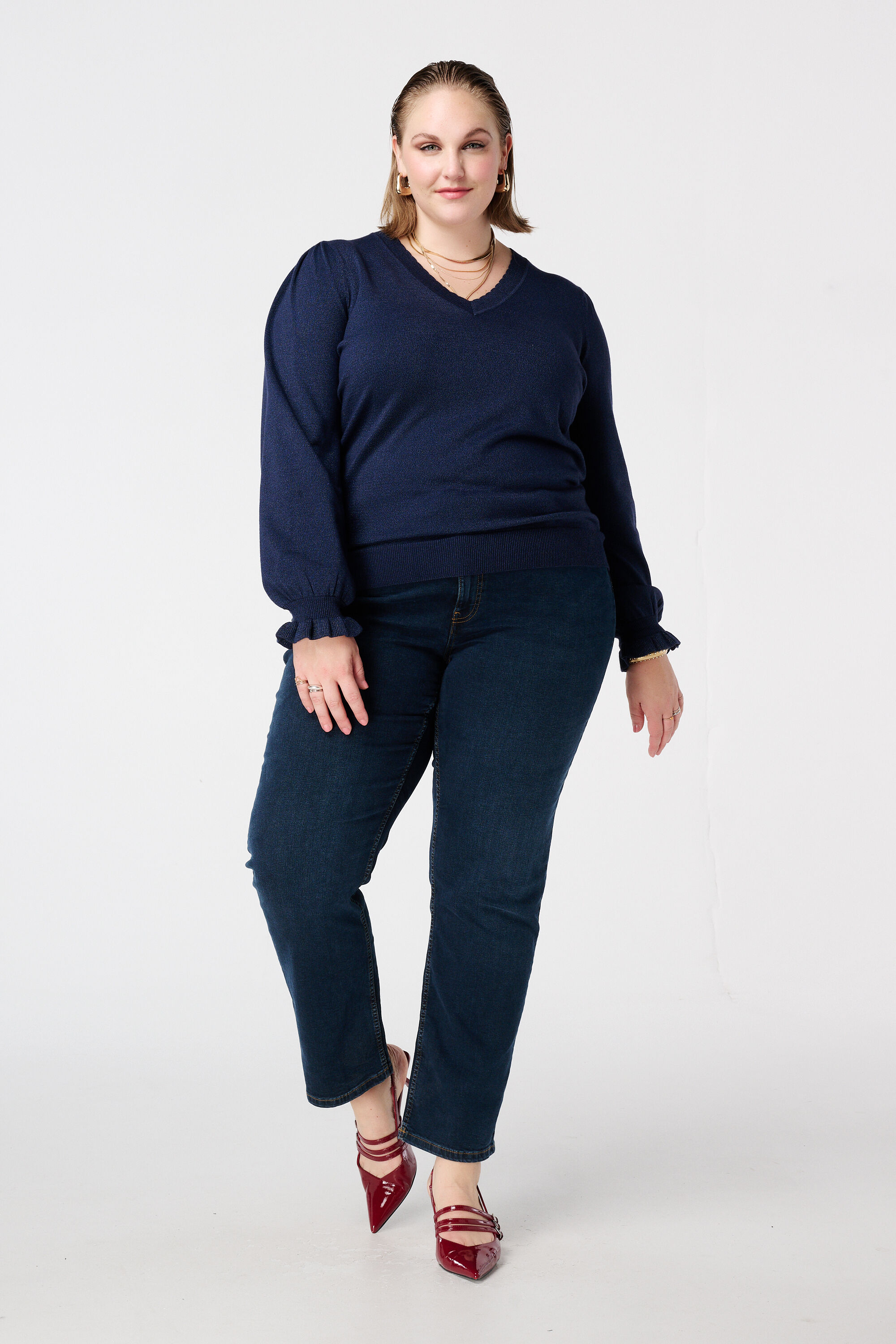 Jersey de lurex con mangas con volante image number 5